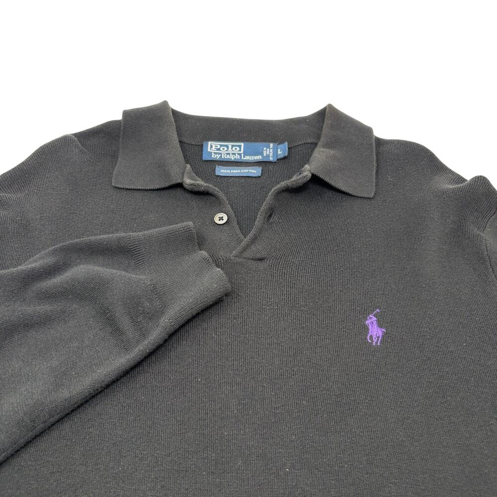 Polo Ralph Lauren Large Solid Black Pima‎ Cotton Pullover Long Sleeve Sweater